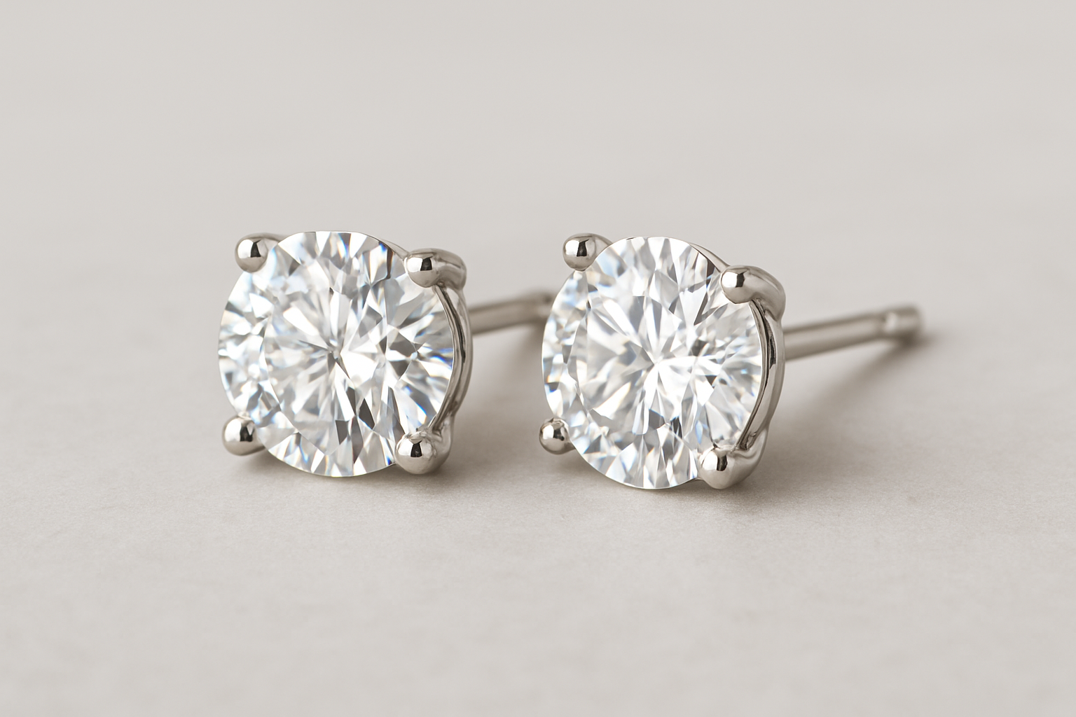 By Charis Round Cut Diamond Stud Earrings